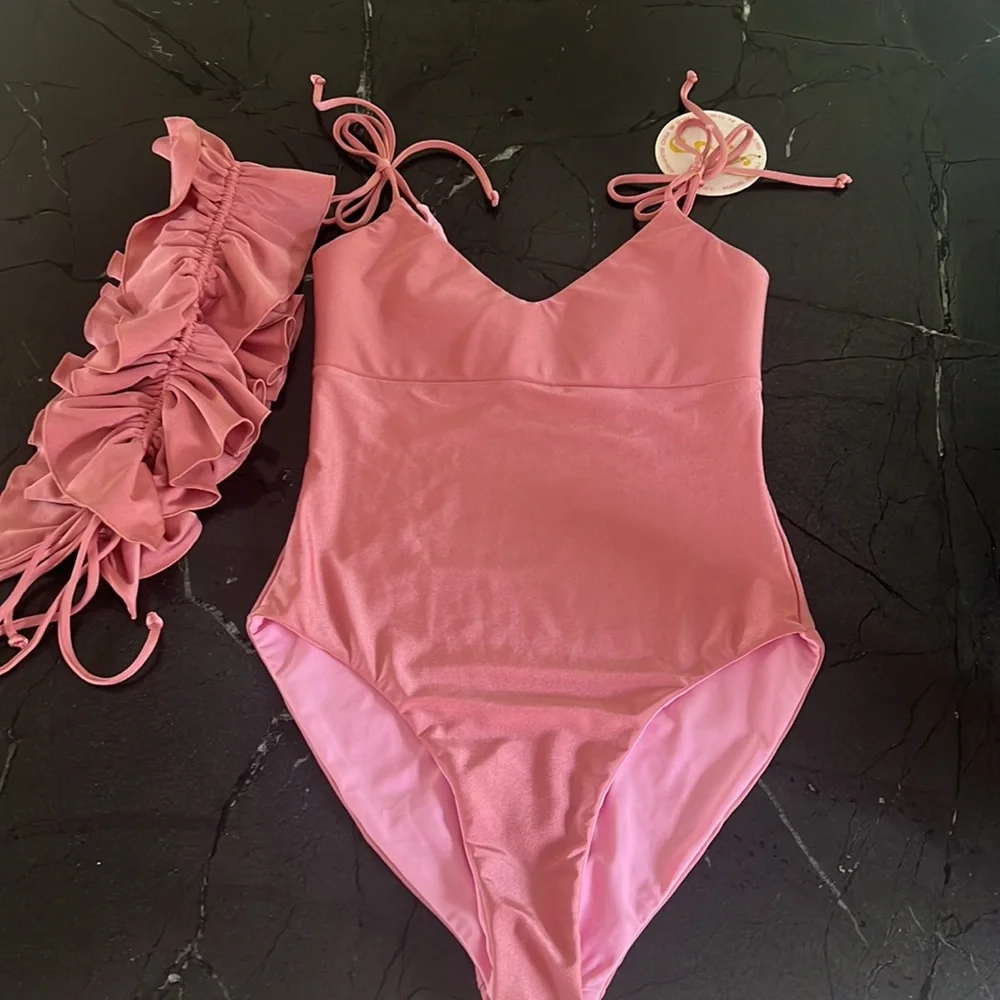 Women’s Pink Ruffle One-Piece Swimsuit